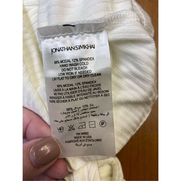 Jonathan Simkhai NWT Dakota Ribbed Cutout Top in White Size M - Picture 8 of 8